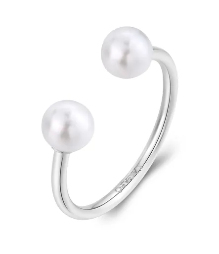 S'Agapõ Inel deschis din oțel cu perle sintetice Wisdom SWI34
