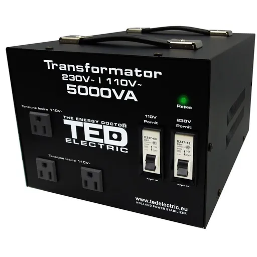 Transformator cu carcasa TED000255, 5000VA/4000W, de la 230-220V la 110-115V