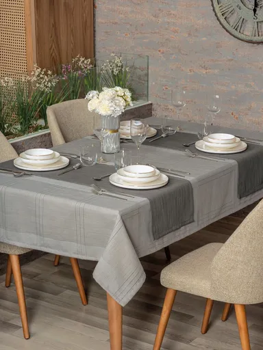 Set fete de masa 2 piese, L'essentiel Maison, Jasmine 220, Poliester, Gri