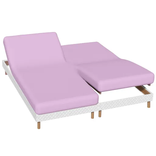 Cearșaf cu elastic în culoare uni pentru pat reglabil, flanel, adâncime colț 26 cm