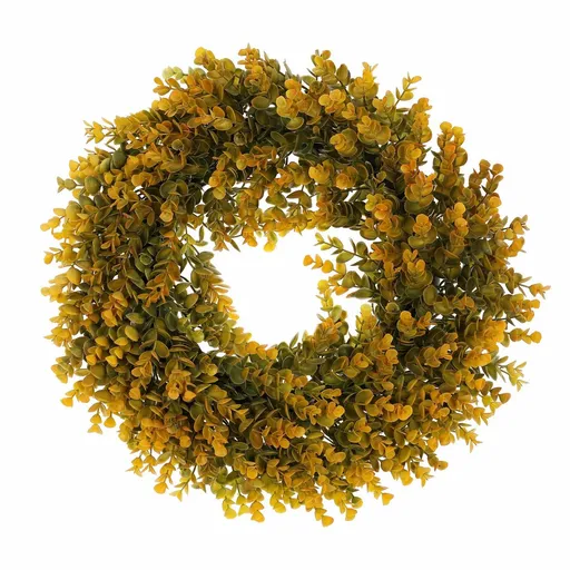 Ghirlanda artificială de toamnă Eucalyptus,diametru 40 cm, portocaliu-verde