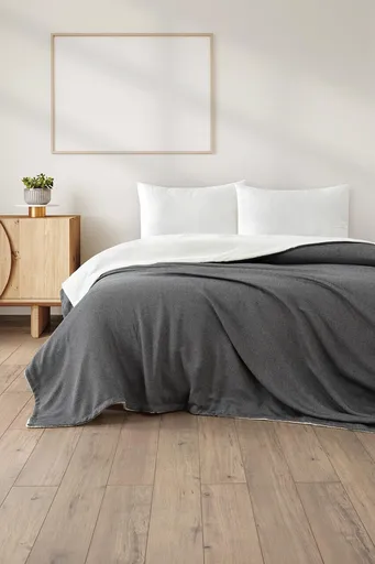 Patura Single, L'essentiel Maison, Likya, 50% bumbac / 50% poliester, Negru