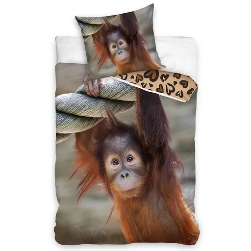 Lenjerie de pat din bumbac Opice Orangutan, 140 x200 cm, 70 x 90 cm
