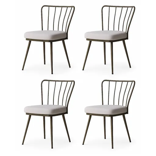 Set de scaune de sufragerie Yildiz Cream andBrown, 4 buc., 4 buc