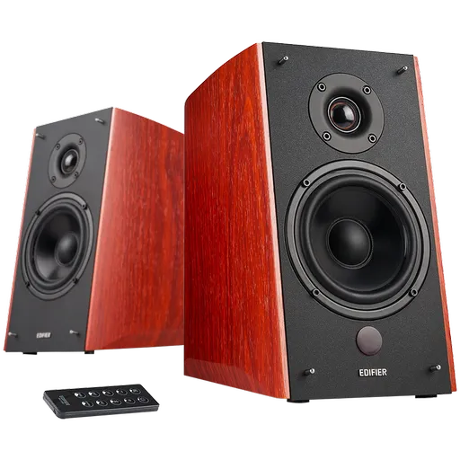 Boxe Edifier R2000DB BR 2.0, 120 W RMS, Bluetooth, 3,5 mm la RCA, DSP, Difuzoare Eagle Eye, Inclinare 10 °C, Telecomanda, Carcasa MDF, Maro