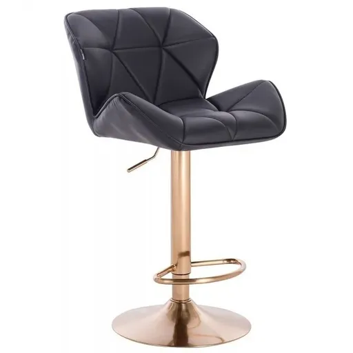 Scaun Make-up Aura Chic cu Baza Aurie, Reglabil pe Inaltime, Piele Ecologica