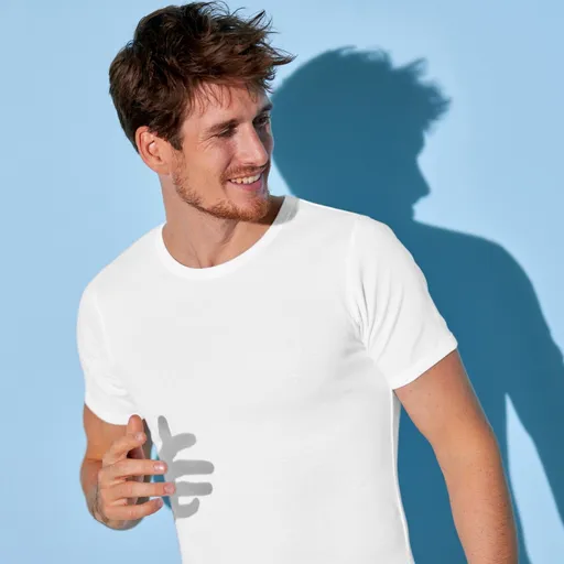 Set de 6 tricouri albe cu guler rotund