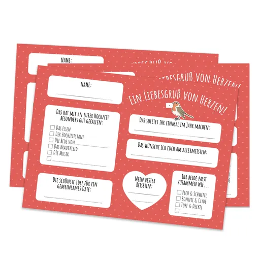 Spielehelden Felicitări de nuntă cu o felicitare caldă 50 buc. DIN A6 extra gros: 300g/m²