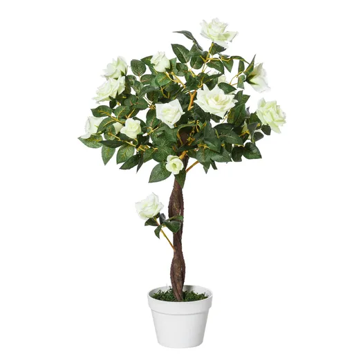 Outsunny Arbore Artificial Camelia cu 21 Flori Decorative, Înălțime 90 cm, Ideal pentru Interior și Exterior | Aosom Romania