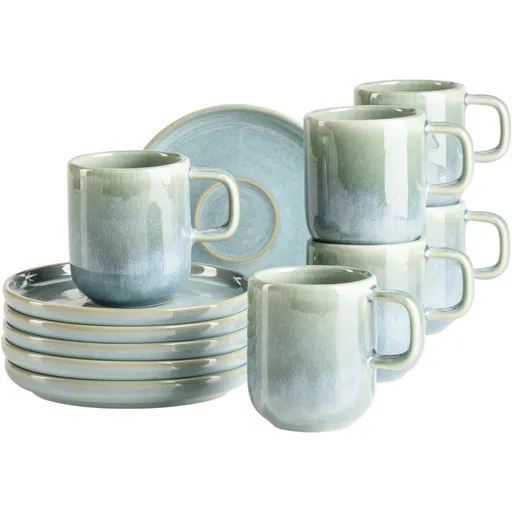 Mäser Set de cești de espresso cu farfurioare Cordelia Atacama Green, 6+6 buc., turcoaz
