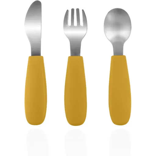 Zopa Silicone Children's Cutlery tacâmuri pentru copii 6 m+ Mustard Yellow 3 buc