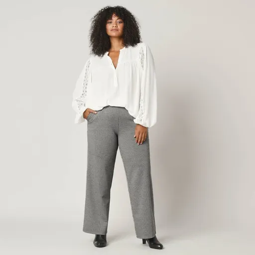 Pantaloni largi tricotați Milano cu model