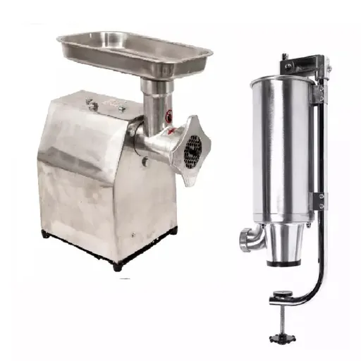 Pachet Masina Tocat Carne Profesionala Inox, BR-MTCE, 900W, 160 Kg/h + Carnatar Vertical, Inox, 3 Kg, 4 palnii