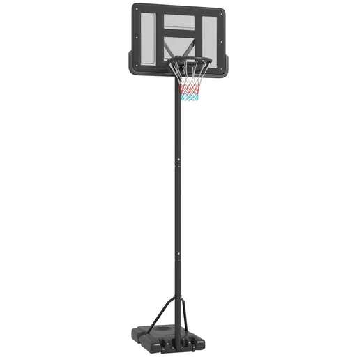 Coș de baschet reglabil pe înălțime cu bază umplută și spațiu pentru minge 110x75x195-370cm, negru SPORTNOW | Aosom RO