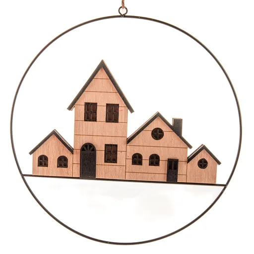 Decorațiune luminoasă suspendată căsuțe, diametru 25 cm