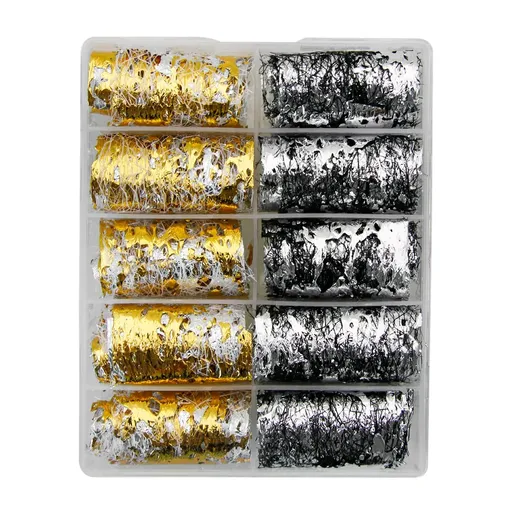 Folie de Transfer Unghii Aluminiu Set 10 Buc - Gold