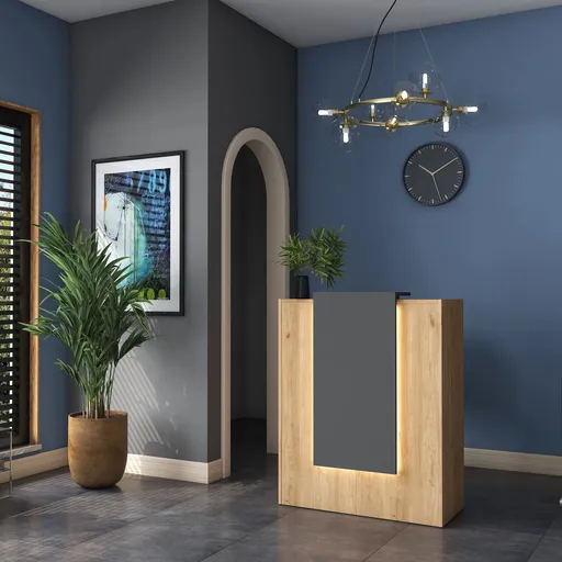 Masa de receptie, Hanah Home, MA101, 90x110x40 cm, Nuc / Antracit