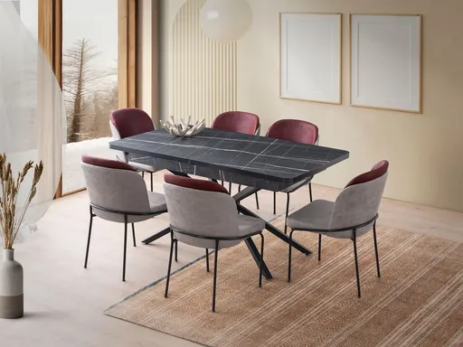 Masa extensibila, Hanah Home, Falcon, 160x79x90 cm, Alb/Negru