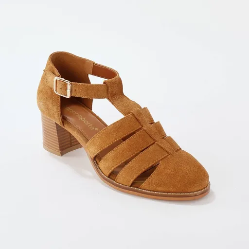 Sandale cu toc din piele