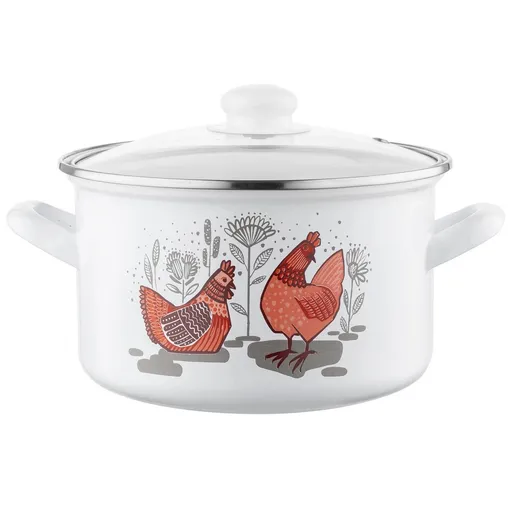 Oală emailată cu capac Emalia Pleszew Rubinka, 20 cm, 3,7 l, diam. 20 cm