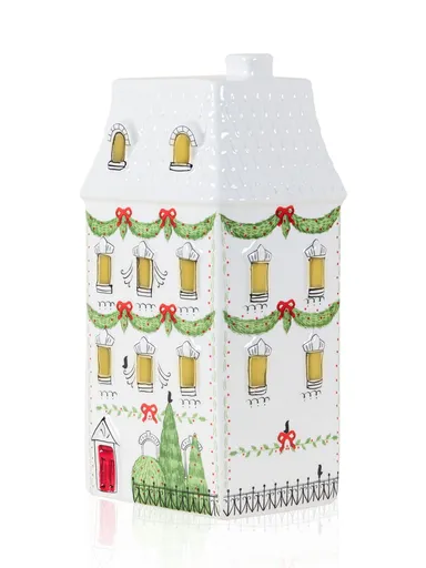 Decoratiune, SUS0233, 11x9x22 cm, Ceramica, Rosu/Alb