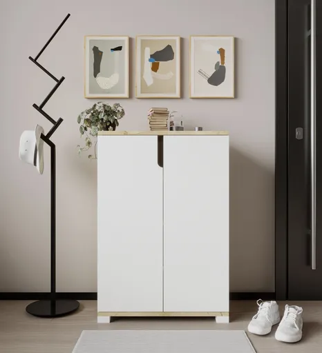 Pantofar, Hanah Home, Venedik, 60x97x34 cm, PAL, Stejar Safir / Alb