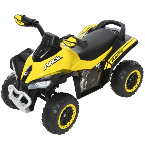 HOMCOM Mini ATV, Motocicletă pentru Copii 18-36 Luni cu Muzică Integrată și Ghidon Larg, 67,5x38x44 cm, Galben | Aosom Romania