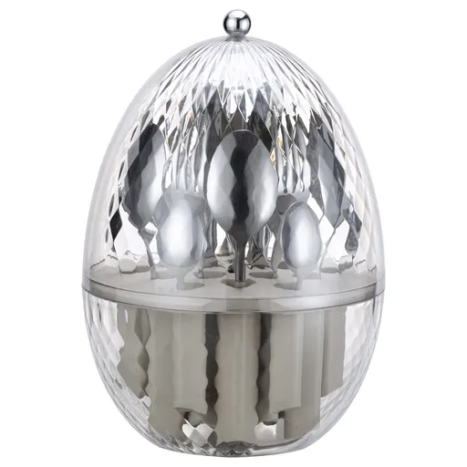 Set tacamuri 24 piese cu suport rotativ, Revolving Egg, Brandani, 20x30 cm, inox