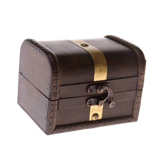 Cufăruț din lemn cu dungă aurie, maro, 11 x 8,5 x8 cm