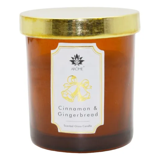 Arome Lumânare în sticlă colorată cu capac,Cinnamon & Gingerbread, 125 g, maro