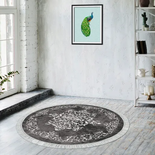 Covor, Aln400616Gr18, 180x180 cm, Gri/Alb