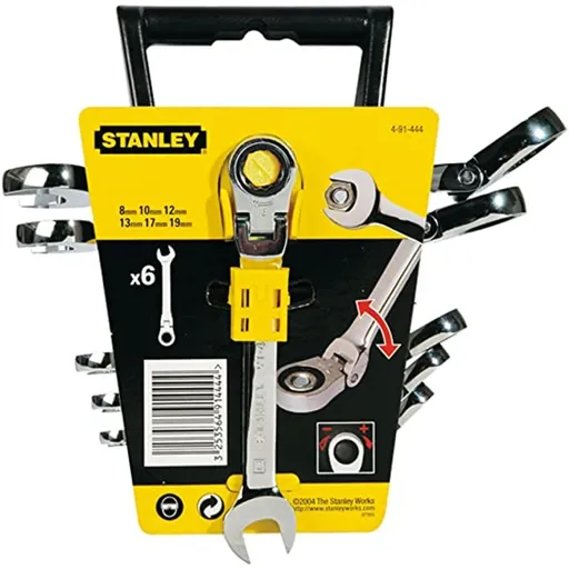 Set 6 chei combinate Stanley cu clichet articulate 8, 10, 12, 13, 17, 19 mm