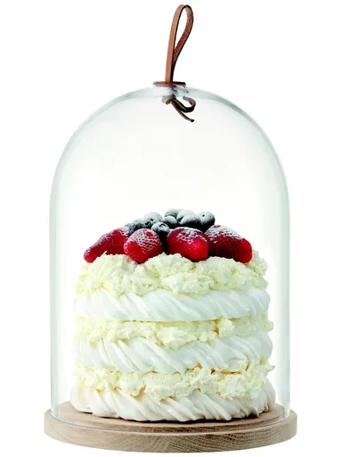 LSA International Capac din sticlă cu suport din lemn, LSA Ivalo, diametru 20 cm, Handmade