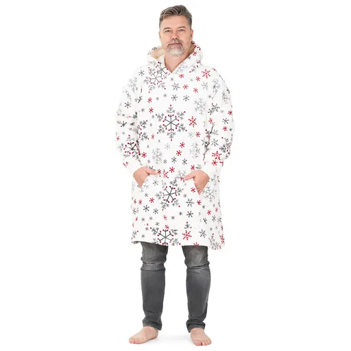 Hanorac cu glugă din microplușși imitație blăniță 4Home Snowflakes, uni L - pentru bărbați