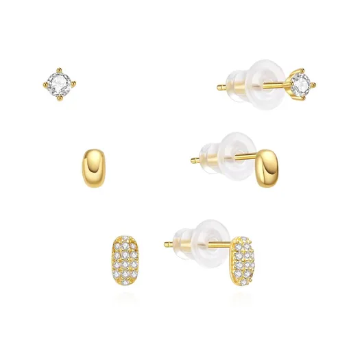 MOISS Set de cercei placați cu aur E0004886 (3 perechi de cercei)