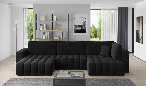 Coltar extensibil stanga 6 locuri ELTAP, LT-10VE, Bonito, 350x175x92 cm, lemn/poliester, negru