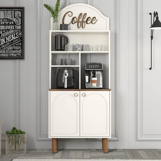 Dulap de bar pentru cafea, Hanah Home, Bohem 859, 81.3x203x35 cm, Crem