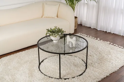 Masuta de cafea, Hanah Home, Black-Grey-80, 80x43x80 cm, Negru