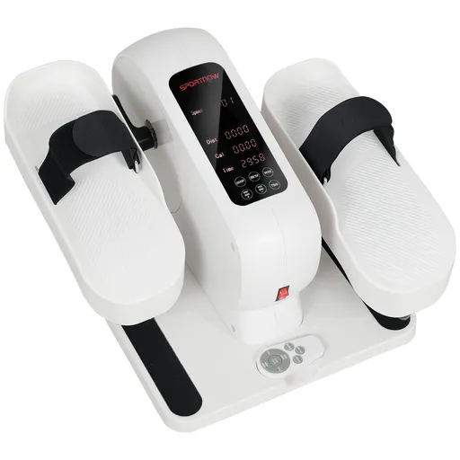 SPORTNOW Pedalier de apartament bicicletă eliptică de birou, ecran LCD, telecomandă și 12 viteze reglabile, 45 x 42 x 26 cm, alb | Aosom Romania