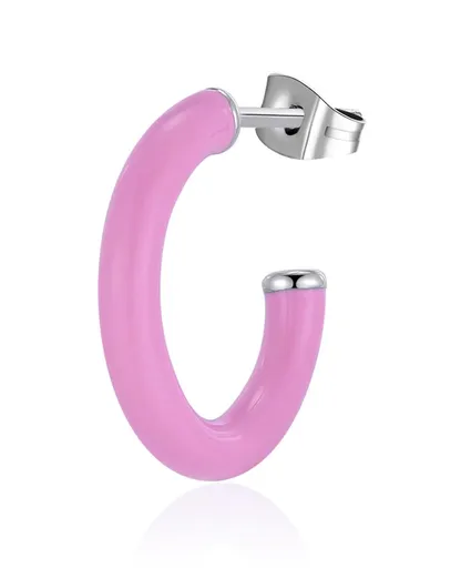 S'Agapõ Cercel single rotund cu smalț roz Vibes SVB42