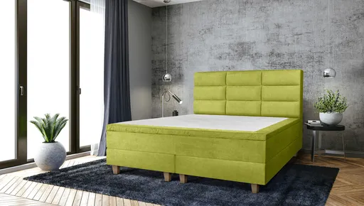 Pat matrimonial, Stockholm, Harmony E, 160x200 cm, saltea tip Pocket, topper memory, Verde