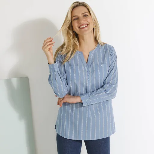 Tunică în dungi cu decolteu tip tunică