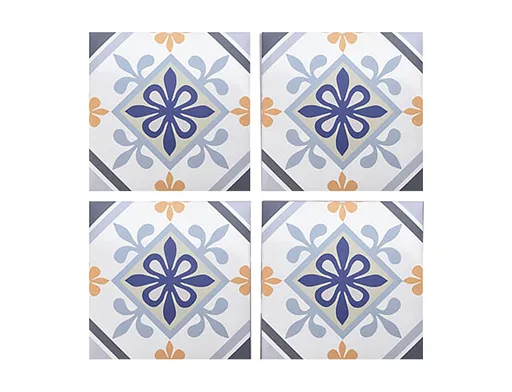 Autocolant decorativ Ethnicities, 15x15 cm, 8 piese, polipropilena, albastru/galben