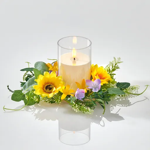 Lumânare LED cu coroană de flori