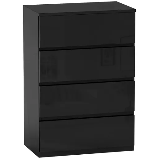 HOMCOM Comodă cu 4 sertare Comodă de stil modern pentru dormitor intrare living 55x34x80 cm Negru | Aosom Romania