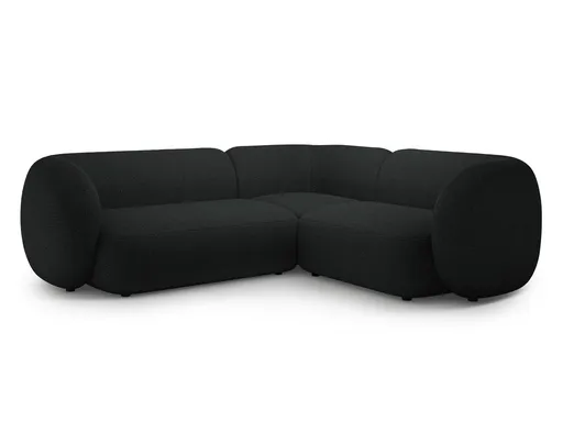 Coltar dreapta 4 locuri, Kate, Micadoni Home, 252x220x76 cm, tesatura boucle, negru