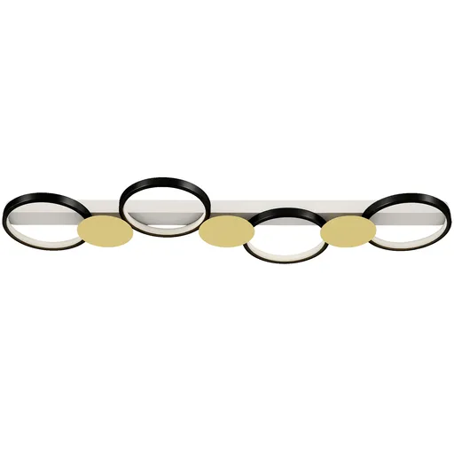 HOMCOM Lampă de tavan LED 38W 1500LM 3000K-6500K Lampă pentru living cu 4 becuri Telecomandă Schwarz+Gold | Aosom Romania