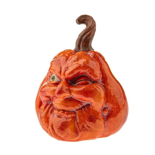 Decorațiune de toamnă Dovleac cu față, 13 x 16 cm,portocaliu, ceramică