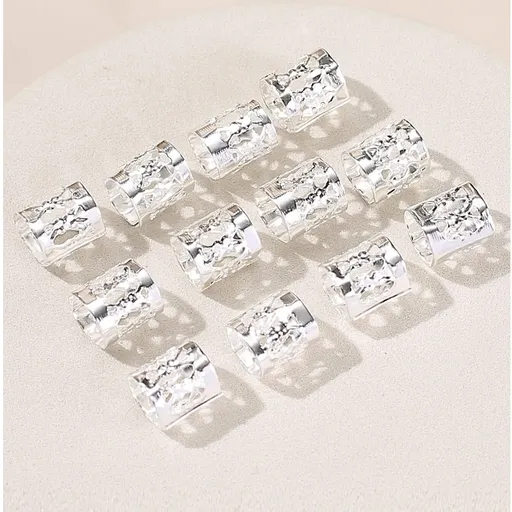 Set 50 Accesorii tip Inel pentru Codite Hollow,Box Braids, Argintii - 9174682