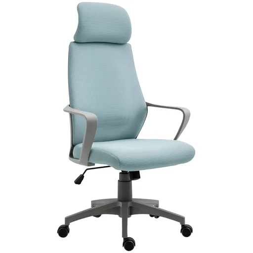 Vinsetto Scaun de Birou Ajustabil cu Suporturi pentru Brațe Suport pentru Cap și Funcție de Balansare Greutate Suportată 120 kg 64x55x116-126 cm Albas